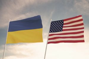 Flagi Ukrainy i USA