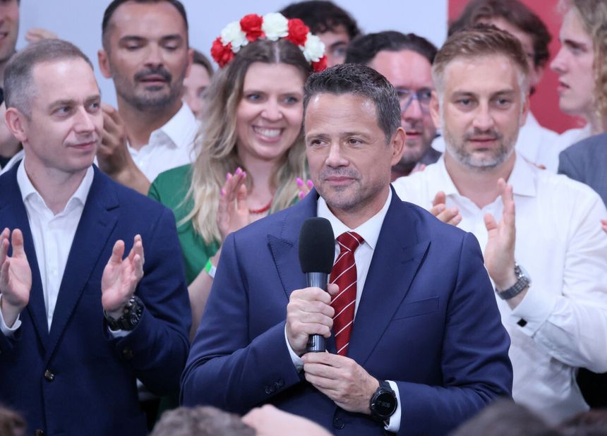 Rafał Trzaskowski podczas wieczoru wyborczego
