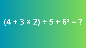 (4 + 3 × 2) ÷ 5 + 6² = ?