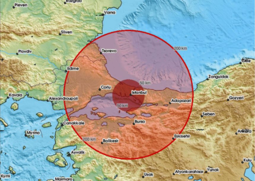 Zasięg trzęsienia ziemi w Turcji