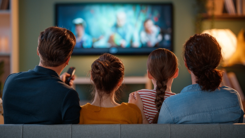 Rodzina przed telewizorem zdjęcie podglądowe