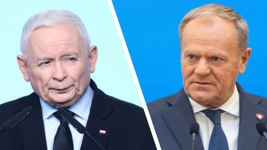 Prezes PiS Jarosław Kaczyński. Premier Donald Tusk