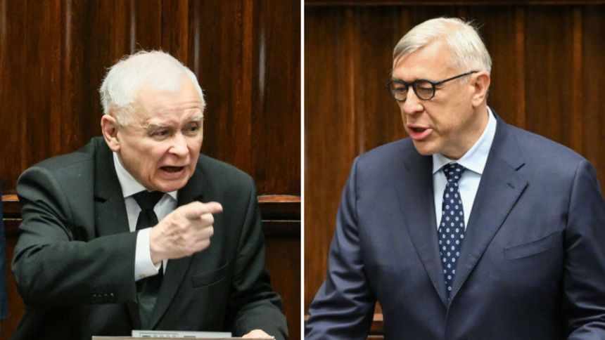 Prezes PiS Jarosław Kaczyński. Poseł KO Roman Giertych