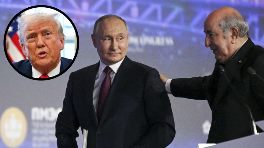 Prezydent Rosji Władimir Putin i prezydent Algierii Abdelmadjid Tebboune w Petersburgu, 16 czerwca 2023 r. Prezydent USA Donald Trump w Waszyngtonie, 3 lutego 2025 r.