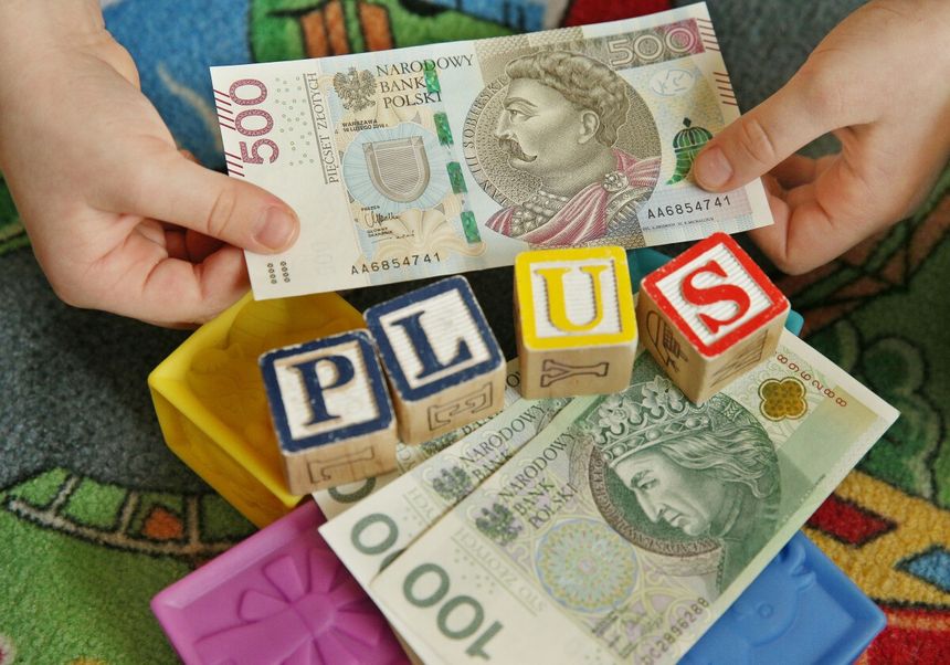 800 zł i napis plus z klocków