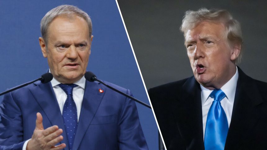 Premier Polski Donald Tusk w Warszawie, 30 stycznia 2025 r. Prezydent USA Donald Trump, 2 lutego 2025 r.