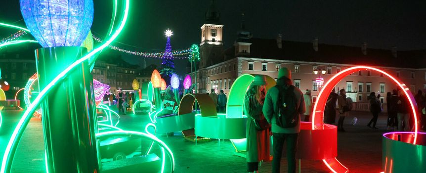 iluminacja świąteczna, plac Zamkowy, Warszawa