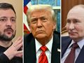 Prezydent Ukrainy Wołodymyr Zełenski. Prezydent USA Donald Trump. Prezydent Rosji Władimir Putin