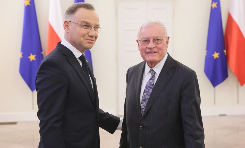 Specjalny wysłannik USA ds. Ukrainy i Rosji na spotkaniu z prezydentem Andrzejem Dudą w Warszawie, 18 lutego 2025 r.