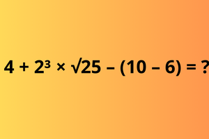 4 + 2³ × √25 – (10 – 6) =?