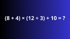 (8 + 4) × (12 ÷ 3) + 10 = ? Rozwiąż działanie