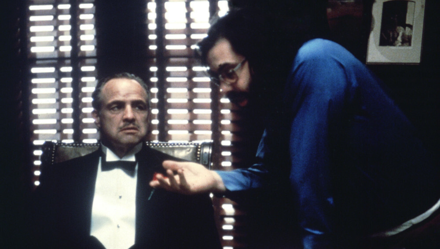 Marlon Brando i Francis Copolla na planie "Ojca Chrzestnego"