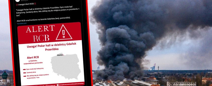 Pożar hali ZNTK w Gdańsku. Alert RCB