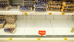 Brak jaj na półkach w sklepie