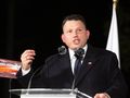 Sławomir Mentzen na wiecu przedwyborczym w Zambrowie, 22 lutego 2025 r.
