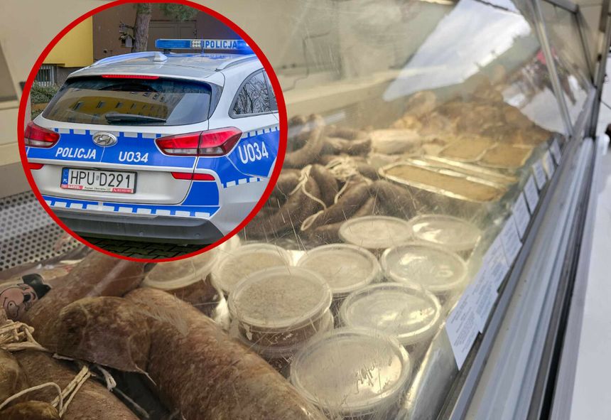 mięso w chłodni, policja