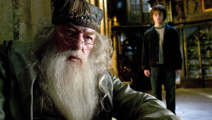 Kadr z filmu "Harry Potter" Michael Gambon, Daniel Radcliffe,