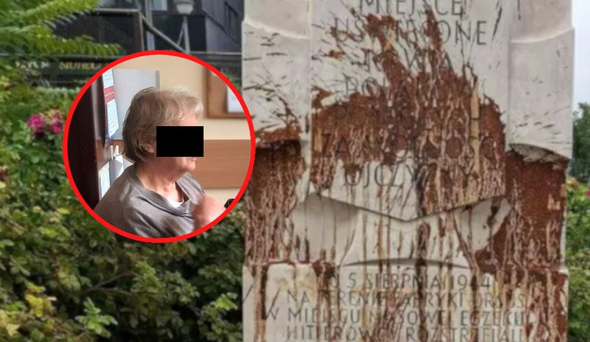 Dewastacja pomnika Rzezi Ofiar Woli
