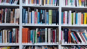 Biblioteczna półka z książkami