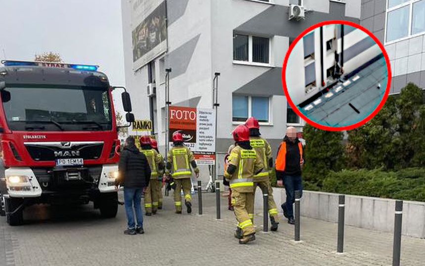 Pożar w biurowcu w Poznaniu