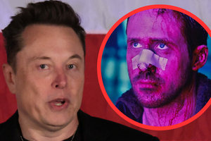 Elon Musk oraz kadr z filmu "Blade Runner 2049" w miniaturze
