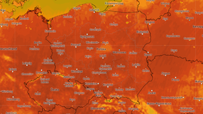 Mapa z temperaturą