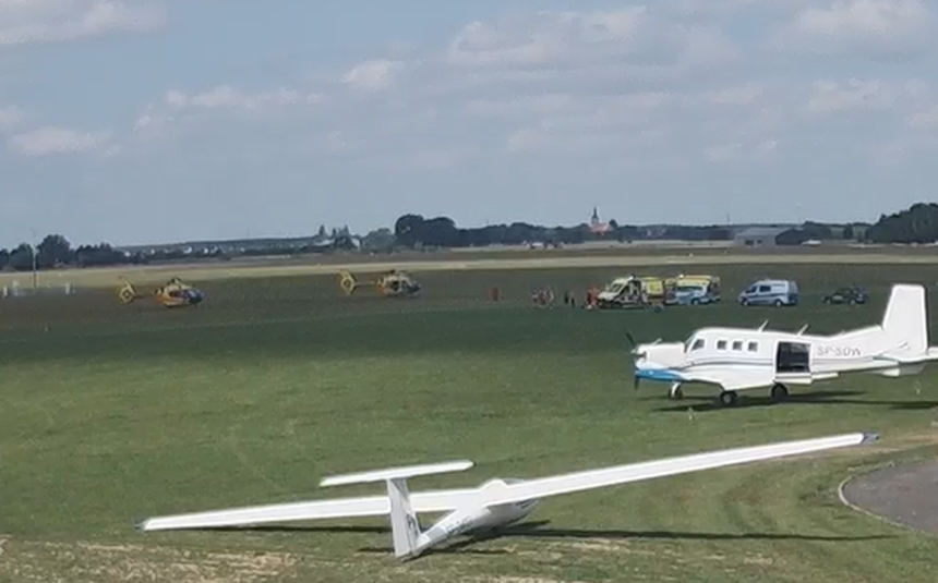 Wypadek na lotnisku w Lesznie