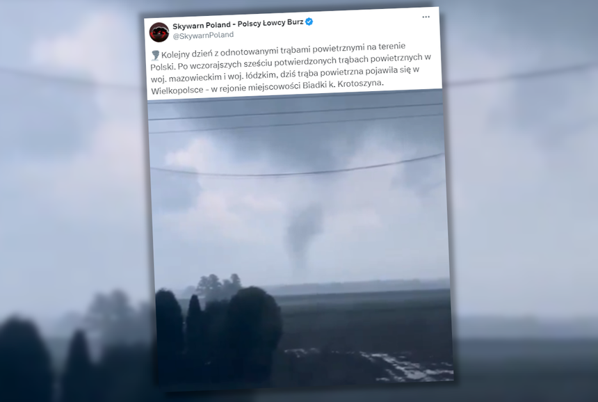 Trąba powietrzna w Wielkopolsce