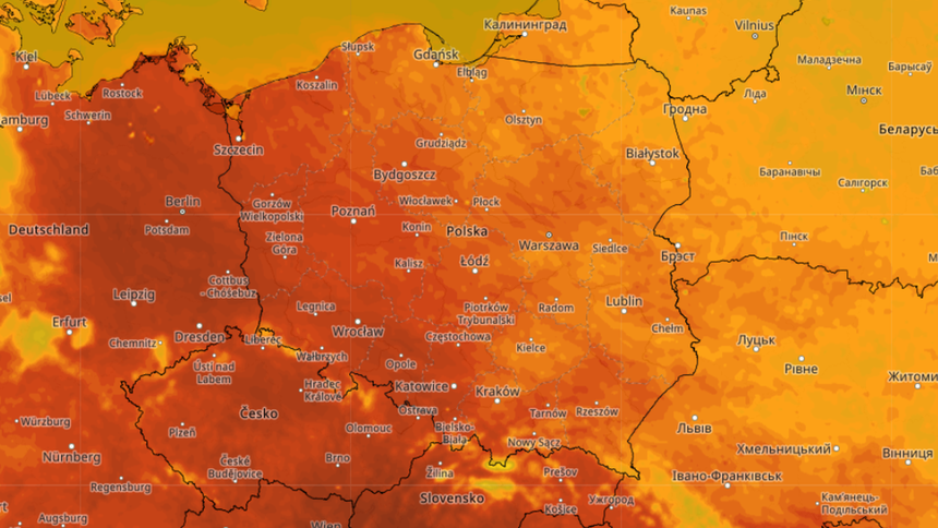Pogodowa mapa temperatury