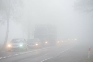 mgłą na drodze