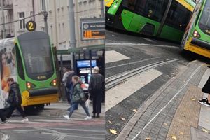Wykolejnony tramwaj