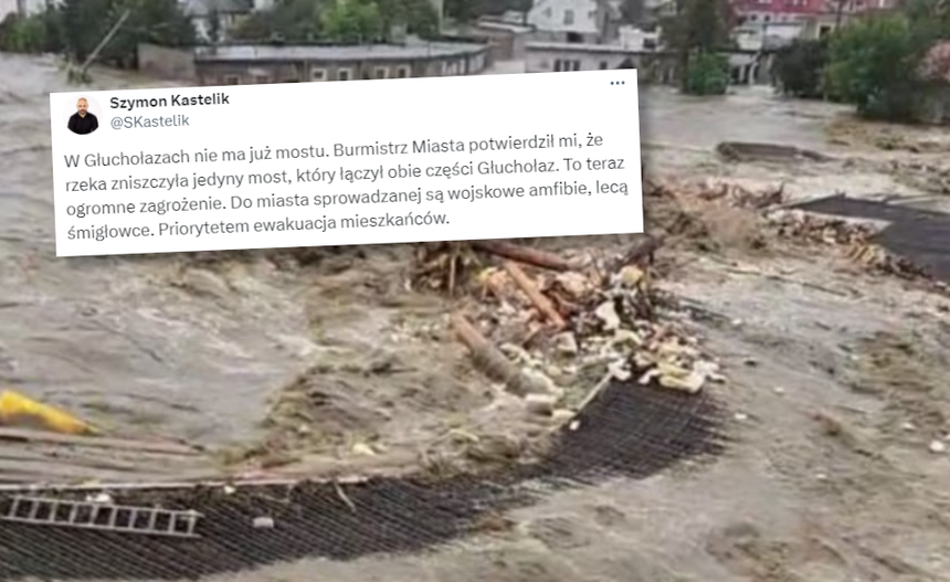 Przerwany most tymczasowy w Głuchołazach