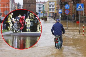 Miasto Nysa zalane po przerwaniu wałów powodziowych 