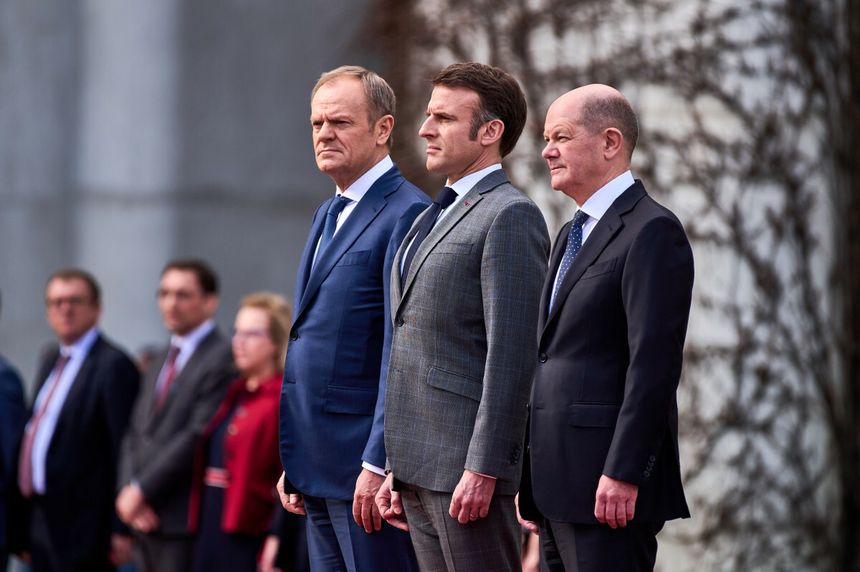 Tusk Scholz i Macron