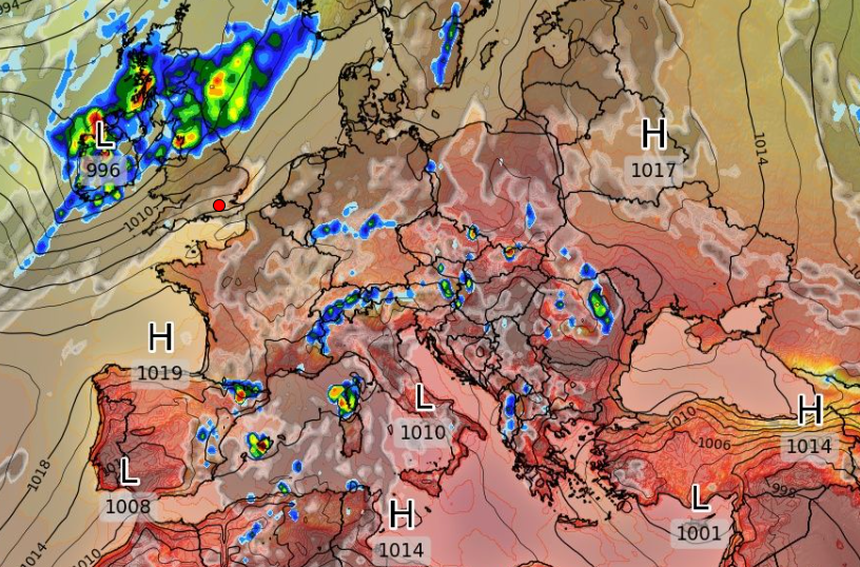 Mapa pogodowa dla Europy