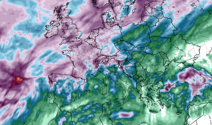 Prognozowane opady w Europie do 29 września