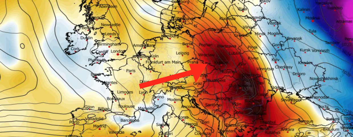 Anomalia temperatury na poziomie ciśnienia 850 hPa 05.02