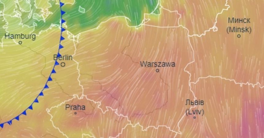 Mapa temperatury w Wielkanoc
