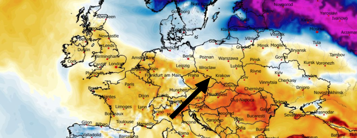 Anomalia temperatury mierzona na wysokości 2 m nad powierzchnią gruntu 09.02