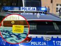 Radiowóz policji i basen w kółku
