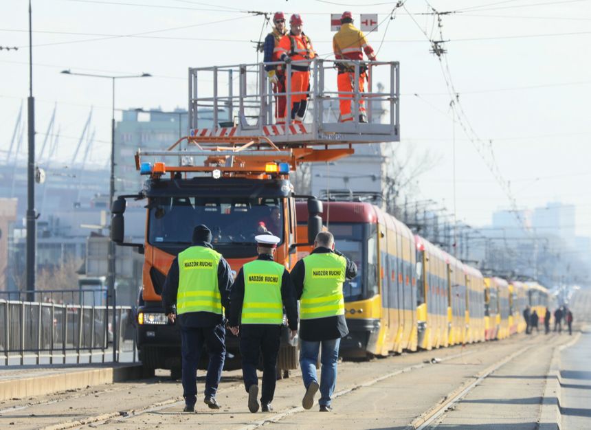 zerwana trakcja w centrum Warszawy