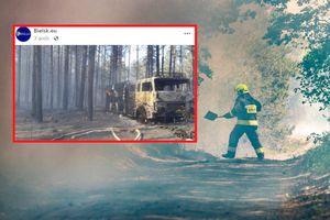 Białowieża pożar las wóz