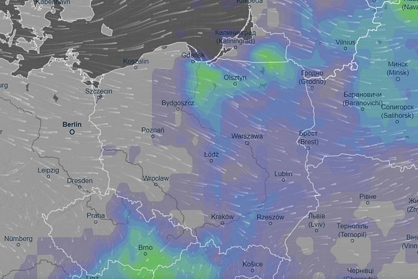 Mapa opadów w Polsce