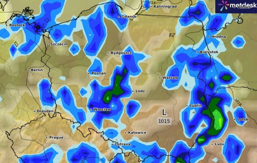 Mapa opadów w Polsce