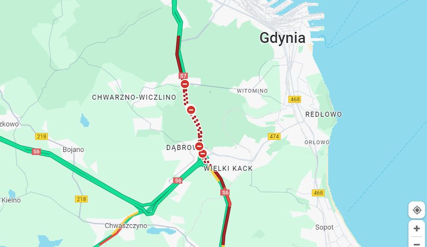 Wypadek na S6, zablokowana droga