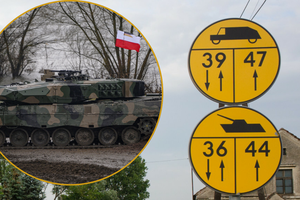 Żółty znak drogowy z czołgiem - co oznacza?