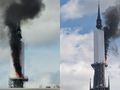 Pali się katedra w Rouen we Francji 