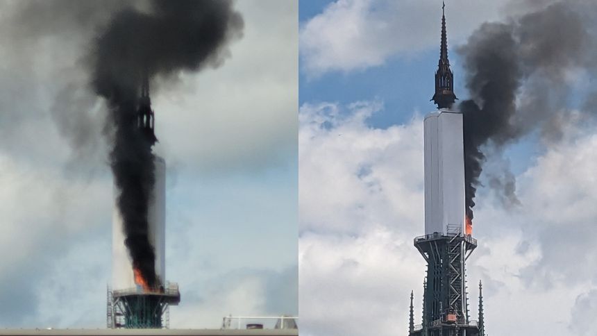 Pali się katedra w Rouen we Francji 