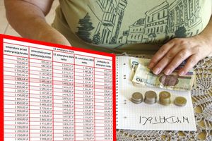 emerytka licząca pieniądze i tabela 13. emerytury nettto