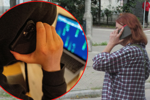 Oszust z telefonem komórkowym